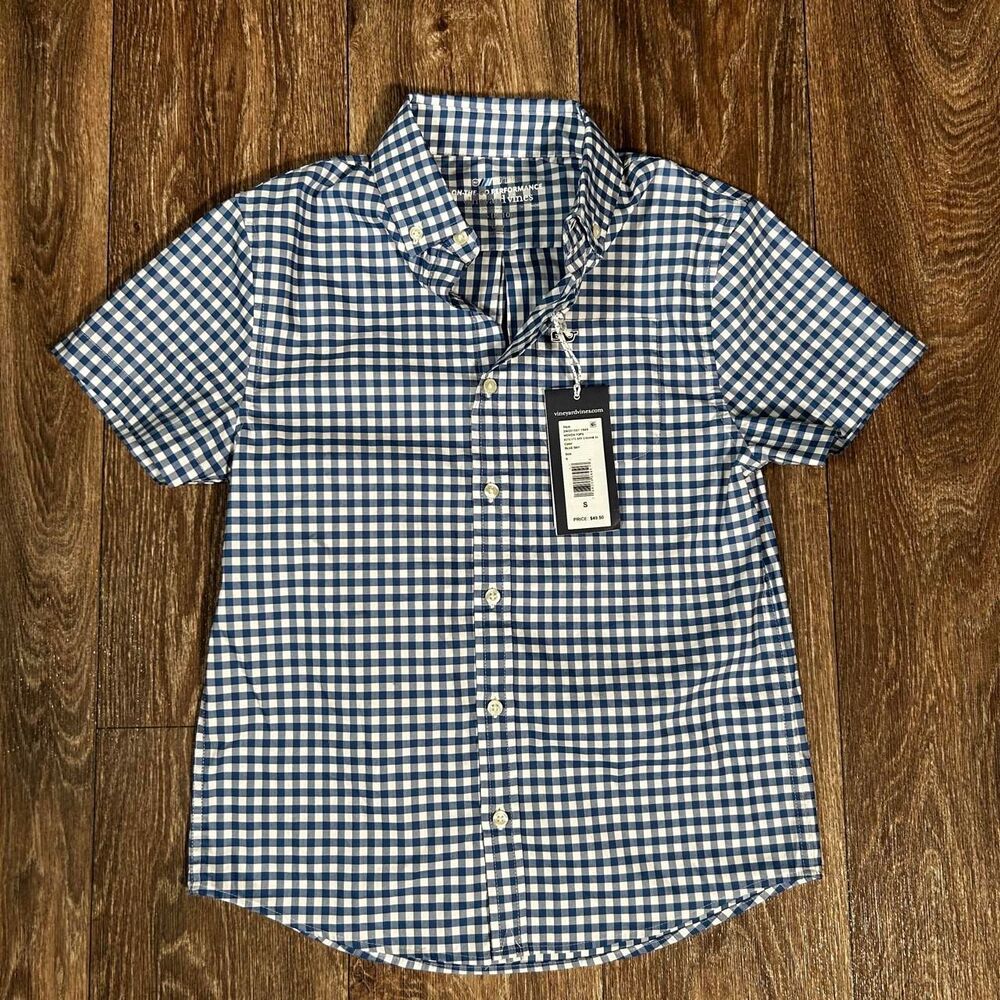 Boys’ Vineyard Vines Gingham Performance Shirt NWT